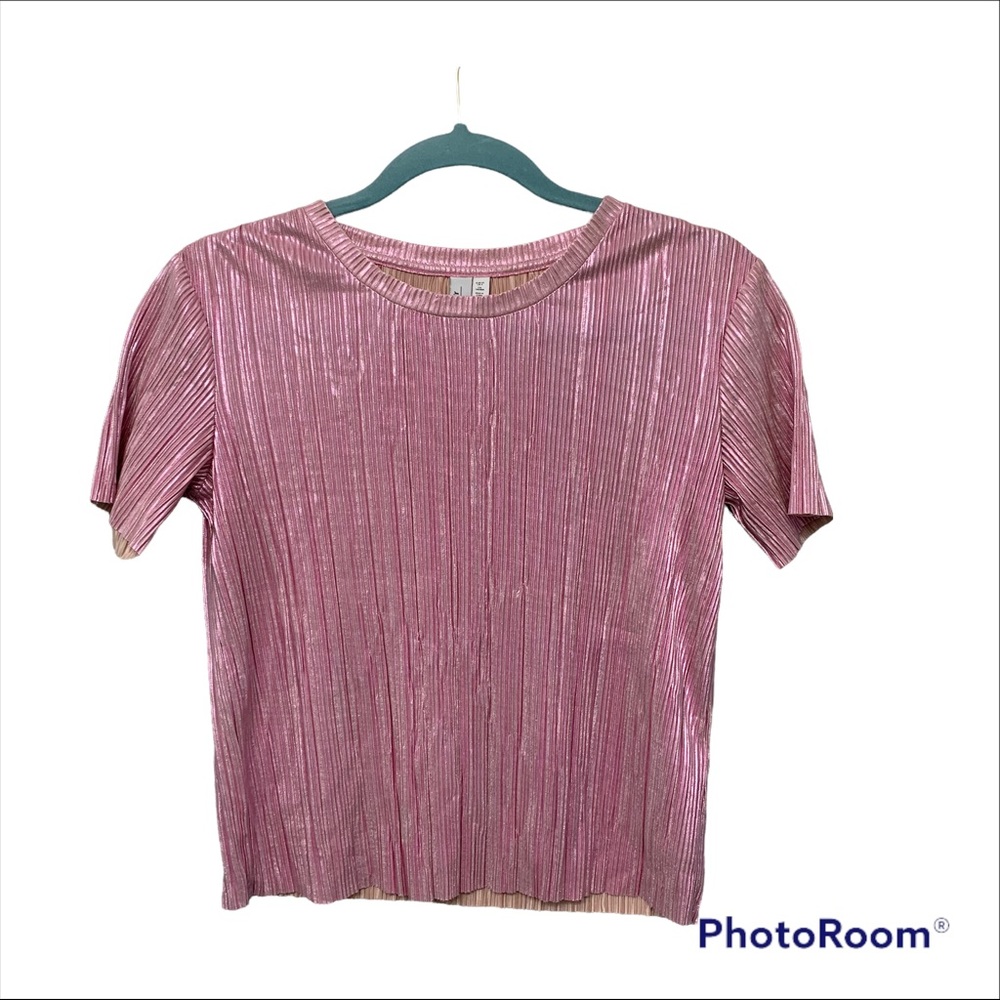 & Other Stories Metallic Sheen Top in Pink Size 4